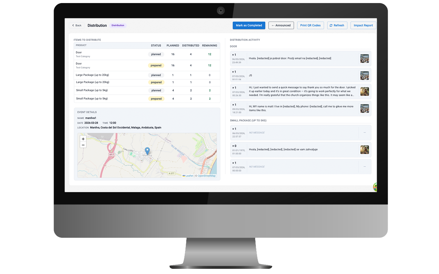 GPS platform — warehouse inventory dashboard