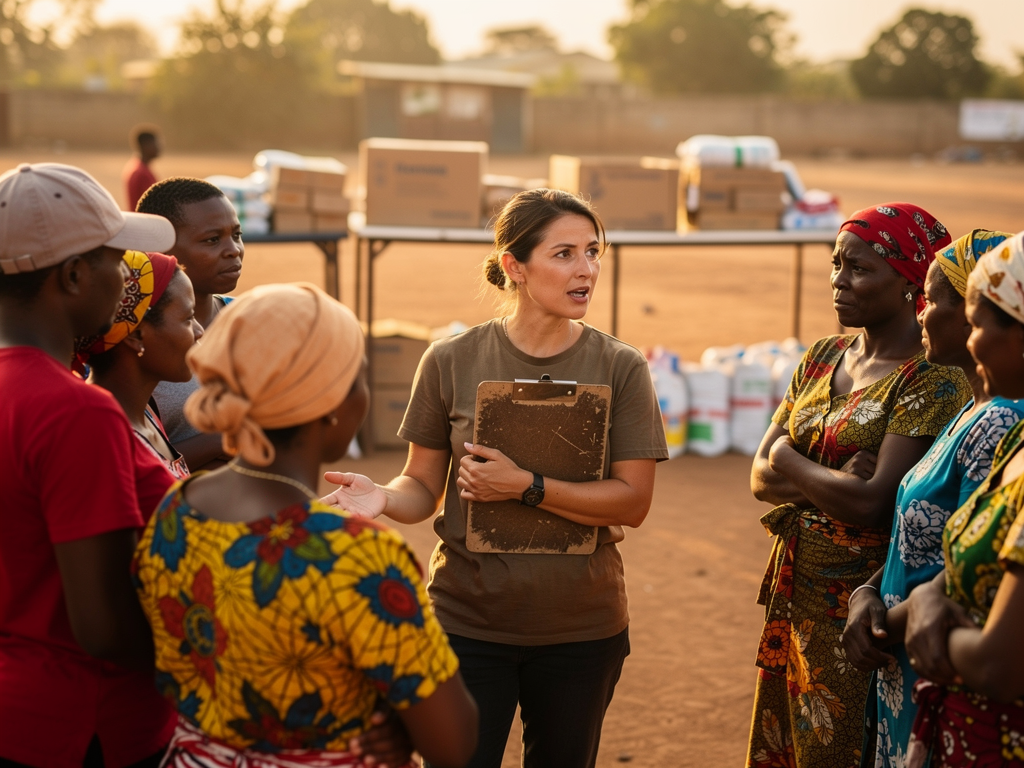 Distribution coordinator working with community members